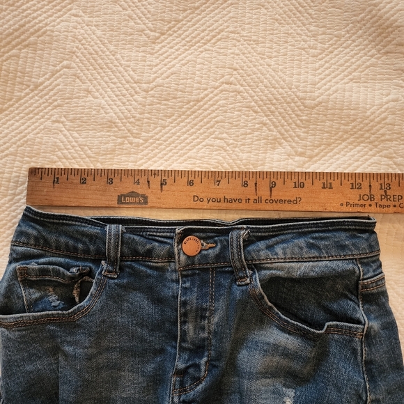 Black Label C'est toi stretch denim distressed mini skirt. Size small. - Picture 8 of 16